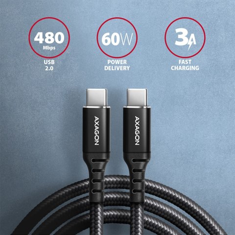 AXAGON Data and charging cable, 3 m | BUCM-CM30AB | USB Type C to USB Type C AXAGON Data and charging cable, 3 m | BUCM-CM30AB | USB Type C to USB Type C