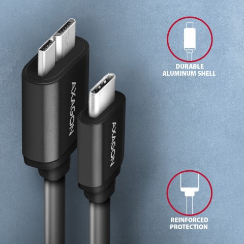 AXAGON Data and power suply cable, 1 m | BUMM3-CM10AB | USB Type C to USB Type Micro-B AXAGON Data and power suply cable, 1 m | BUMM3-CM10AB | USB Type C to USB Type Micro-B