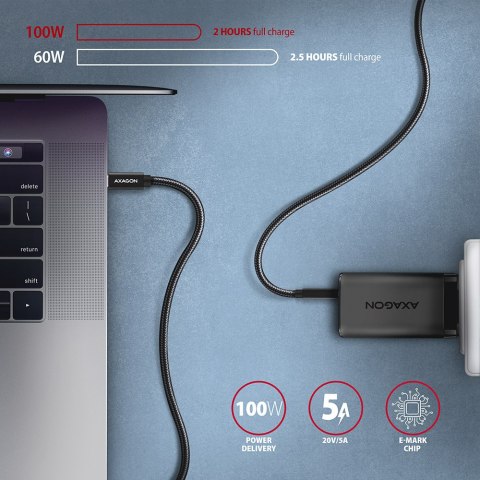 AXAGON SPEED + USB-C, USB 20Gbps Cable, 0.5 m | BUCM32-CM05AB | USB Type-C to USB Type-C AXAGON SPEED + USB-C, USB 20Gbps Cable, 0.5 m | BUCM32-CM05AB | USB Type-C to USB Type-C