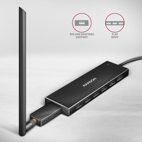 AXAGON SuperSpeed USB-A FLAT Hub | HUE-F7A AXAGON SuperSpeed USB-A FLAT Hub | HUE-F7A