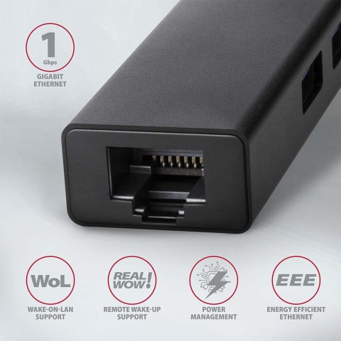 AXAGON SuperSpeed USB-A Hub and Gigabit LAN | HMA-GL3A AXAGON SuperSpeed USB-A Hub and Gigabit LAN | HMA-GL3A