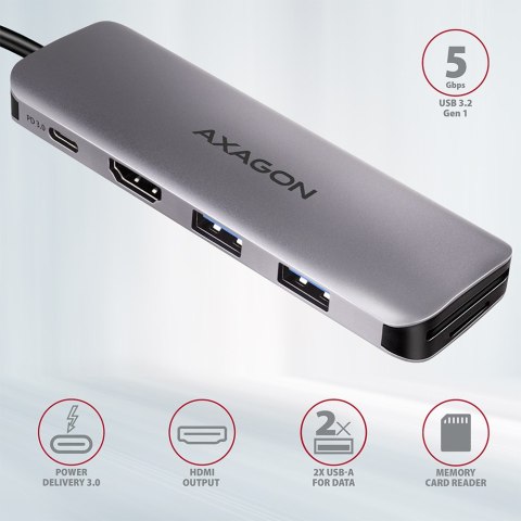 AXAGON SuperSpeed USB-C COMBO 5in1 Hub | HMC-5 AXAGON SuperSpeed USB-C COMBO 5in1 Hub | HMC-5