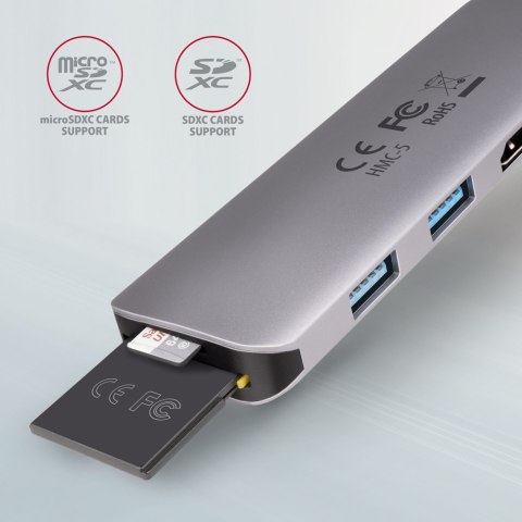 AXAGON SuperSpeed USB-C COMBO 5in1 Hub | HMC-5 AXAGON SuperSpeed USB-C COMBO 5in1 Hub | HMC-5