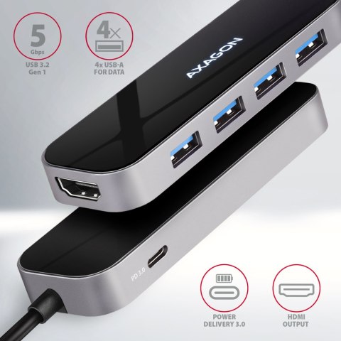AXAGON SuperSpeed USB-C Combo 6in1 Hub | HMC-6H4A AXAGON SuperSpeed USB-C Combo 6in1 Hub | HMC-6H4A