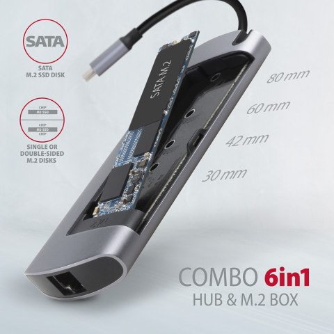 AXAGON SuperSpeed USB-C Combo 6in1 Hub | HMC-6M2 AXAGON SuperSpeed USB-C Combo 6in1 Hub | HMC-6M2