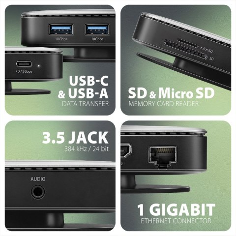 AXAGON USB-C 10Gbps UFO 9in1 Hub | HMC-UFO AXAGON USB-C 10Gbps UFO 9in1 Hub | HMC-UFO