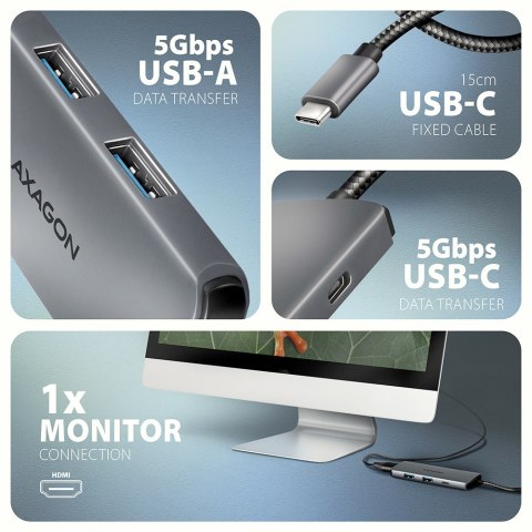 AXAGON USB-C 5Gbps 5in1 8K Hub | HMC-5H8K AXAGON USB-C 5Gbps 5in1 8K Hub | HMC-5H8K