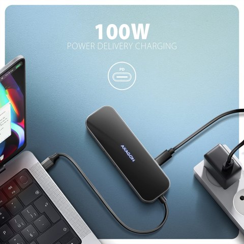 AXAGON USB-C 5Gbps GLASS 6in1 Hub | HMC-6GLN AXAGON USB-C 5Gbps GLASS 6in1 Hub | HMC-6GLN
