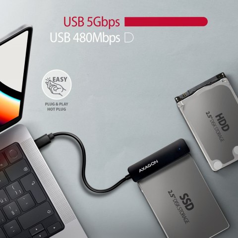 AXAGON USB-C 5Gbps - SATA 6G, 2.5" SSD/HDD SLIM Adapter | ADSA-FP2C AXAGON USB-C 5Gbps - SATA 6G, 2.5" SSD/HDD SLIM Adapter | ADSA-FP2C