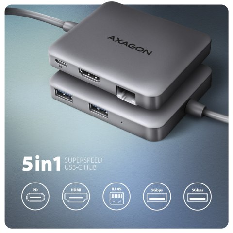 AXAGON USB-C 5Gbps SuperSpeed 5in1 Hub | HMC-5HL AXAGON USB-C 5Gbps SuperSpeed 5in1 Hub | HMC-5HL