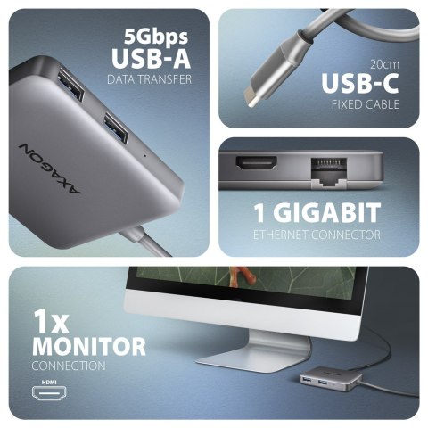 AXAGON USB-C 5Gbps SuperSpeed 5in1 Hub | HMC-5HL AXAGON USB-C 5Gbps SuperSpeed 5in1 Hub | HMC-5HL