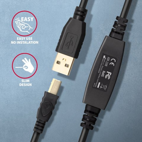 AXAGON USB Repeater Cable, 20 m | ADR-220B | USB Type A to USB Type B AXAGON USB Repeater Cable, 20 m | ADR-220B | USB Type A to USB Type B