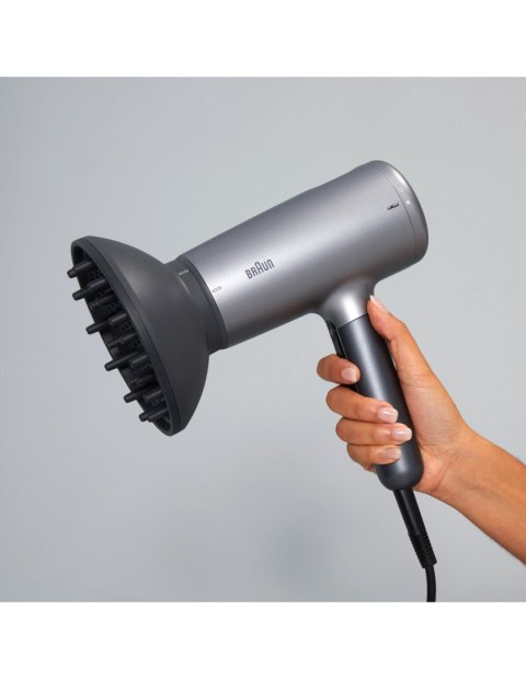 Braun | Hair dryer | HD4.3 | 2200 W | Number of temperature settings 3 | Ionic function | Diffuser nozzle | Grey Braun | Hair dryer | HD4.3 | 2200 W | Number of temperature settings 3 | Ionic function | Diffuser nozzle | Grey