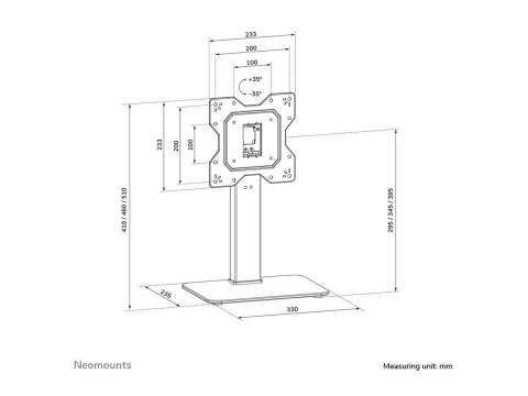 Neomounts DS45-430BL12 TV stand 1 screen - 23-43" - 0-40 kg - VESA 100x100-200x200 - height adjustment 10 cm - 70° swivel - blac Neomounts DS45-430BL12 TV stand 1 screen - 23-43" - 0-40 kg - VESA 100x100-200x200 - height adjustment 10 cm - 70° swivel - blac