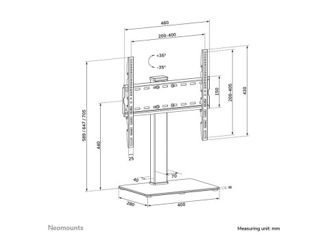 Neomounts DS45-430BL14 TV stand 1 screen - 32-55" - 0-40 kg - VESA 100x100-400x400 - height adjustment 11,6 cm - 70° swivel - bl Neomounts DS45-430BL14 TV stand 1 screen - 32-55" - 0-40 kg - VESA 100x100-400x400 - height adjustment 11,6 cm - 70° swivel - bl