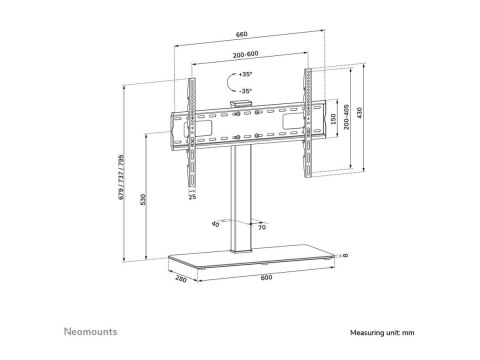 Neomounts DS45-430BL16 TV stand 1 screen - 37-70" - 0-40 kg - VESA 200x200-600x400 - height adjustment 11,6 cm - 70° swivel - bl Neomounts DS45-430BL16 TV stand 1 screen - 37-70" - 0-40 kg - VESA 200x200-600x400 - height adjustment 11,6 cm - 70° swivel - bl