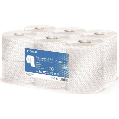 Papier toaletowy VELVET Professional Jumbo, 2-warstwowy, 800 listków, 100m, 12szt., biały Papier toaletowy VELVET Professional Jumbo, 2-warstwowy, 800 listków, 100m, 12szt., biały