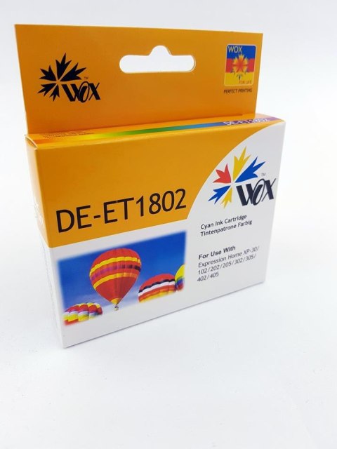 Tusz Wox Cyan EPSON T1802 zamiennik C13T18024010 Tusz Wox Cyan EPSON T1802 zamiennik C13T18024010
