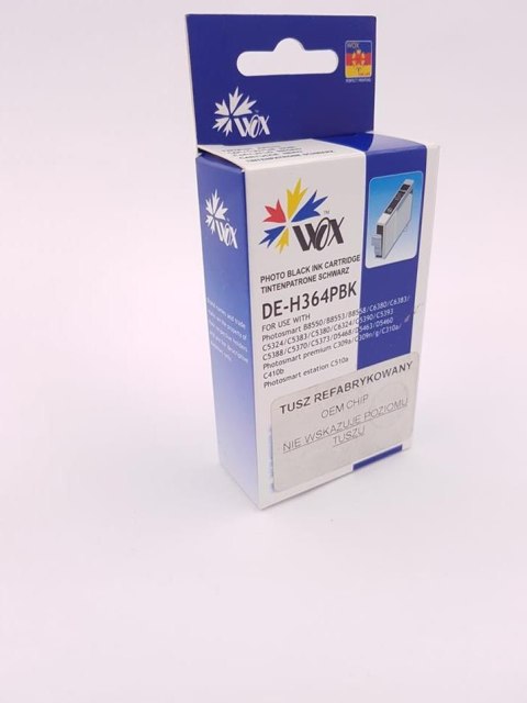 Tusz Wox Photo Black HP 364XL (nie wskazują poziomu tuszu - chip OEM) zamiennik refabrykowany CB322EE Tusz Wox Photo Black HP 364XL (nie wskazują poziomu tuszu - chip OEM) zamiennik refabrykowany CB322EE