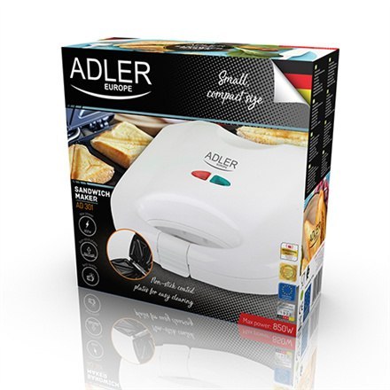 Adler | AD 301 | Opiekacz do kanapek | 750 W | Liczba płyt 1 | Liczba ciastek 2 | Biały Adler | AD 301 | Opiekacz do kanapek | 750 W | Liczba płyt 1 | Liczba ciastek 2 | Biały