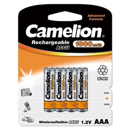 Baterie do ponownego ładowania Camelion | AAA/HR03 | 1000 mAh | Ni-MH | 4 szt. | Gwarancja 12 miesięcy Baterie do ponownego ładowania Camelion | AAA/HR03 | 1000 mAh | Ni-MH | 4 szt. | Gwarancja 12 miesięcy