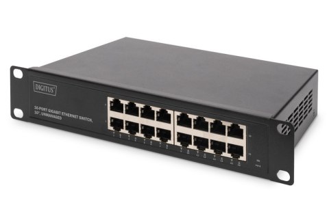 Digitus | 16-portowy przełącznik Gigabit Ethernet | DN-80115 | Niezarządzany | Do montażu w szafie | Ilość portów 10/100 Mb/s (R Digitus | 16-portowy przełącznik Gigabit Ethernet | DN-80115 | Niezarządzany | Do montażu w szafie | Ilość portów 10/100 Mb/s (R