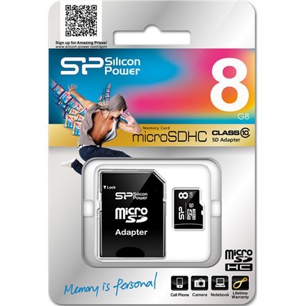 Silicon Power | 8 GB | MicroSDHC | Pamięć flash klasa 10 | Adapter SD Silicon Power | 8 GB | MicroSDHC | Pamięć flash klasa 10 | Adapter SD