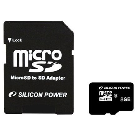 Silicon Power | 8 GB | MicroSDHC | Pamięć flash klasa 10 | Adapter SD Silicon Power | 8 GB | MicroSDHC | Pamięć flash klasa 10 | Adapter SD