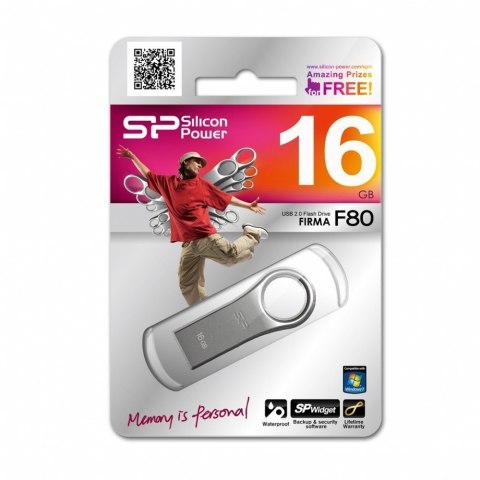 Silicon Power | Firma F80 | 16 GB | USB 2.0 | Srebrny Silicon Power | Firma F80 | 16 GB | USB 2.0 | Srebrny