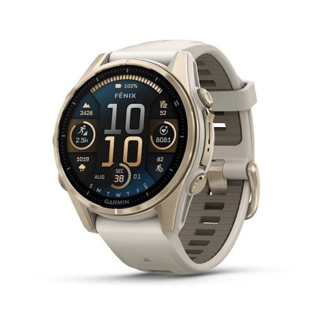 Garmin Fenix 8 43 mm AMOLED Sapphire Soft gold z piaskowo-beżowym paskiem Garmin Fenix 8 43 mm AMOLED Sapphire Soft gold z piaskowo-beżowym paskiem