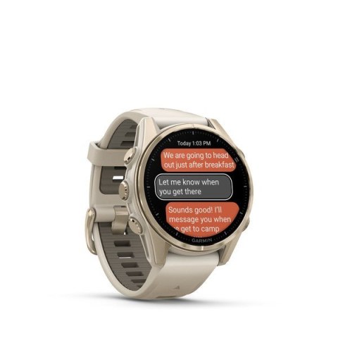 Garmin Fenix 8 43 mm AMOLED Sapphire Soft gold z piaskowo-beżowym paskiem Garmin Fenix 8 43 mm AMOLED Sapphire Soft gold z piaskowo-beżowym paskiem