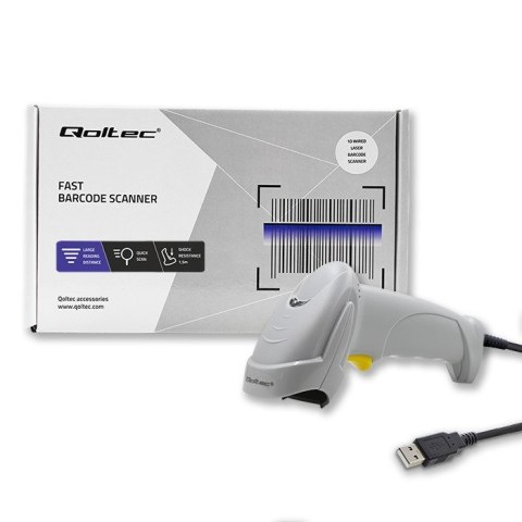 QOLTEC CZYTNIK KODÓW KRESKOWYCH LASEROWY | 1D | USB | BIAŁY QOLTEC CZYTNIK KODÓW KRESKOWYCH LASEROWY | 1D | USB | BIAŁY