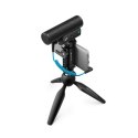 Sennheiser MKE 400 MOBILE KIT - Mikrofon pojemnościowy, superkardioidalny, wyposażony w filtr dolnoprzepustowy ze statywem Manfr