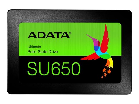ADATA | Ultimate SU650 3D NAND SSD | 960 GB | Format SSD 2.5" | Interfejs SSD SATA | Prędkość odczytu 520 MB/s | Prędkość zapisu ADATA | Ultimate SU650 3D NAND SSD | 960 GB | Format SSD 2.5" | Interfejs SSD SATA | Prędkość odczytu 520 MB/s | Prędkość zapisu