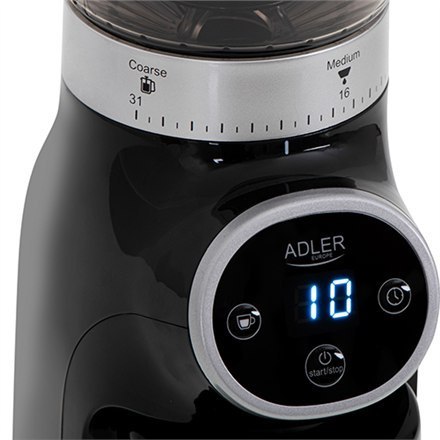 Adler | AD 4450 Burr | Młynek do kawy | 300 W | Pojemność ziaren kawy 300 g | Liczba filiżanek 1-10 sztuk | Czarny Adler | AD 4450 Burr | Młynek do kawy | 300 W | Pojemność ziaren kawy 300 g | Liczba filiżanek 1-10 sztuk | Czarny
