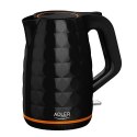 Adler | Czajnik | AD 1277 | Standard | 2200 W | 1,7 L | Plastik | Podstawa obrotowa 360° | Czarny