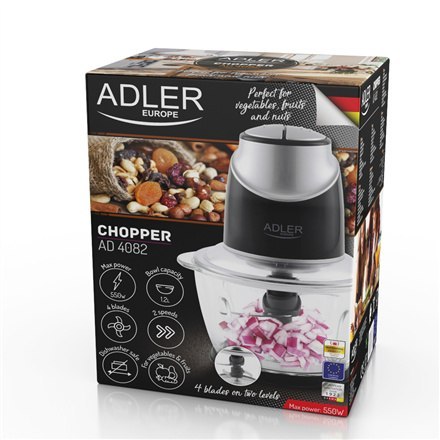 Adler | Rozdrabniacz ze szklaną misą | AD 4082 | 550 W Adler | Rozdrabniacz ze szklaną misą | AD 4082 | 550 W