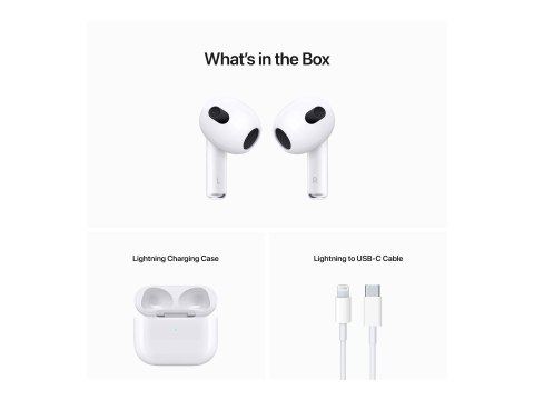 Apple | AirPods (3. generacji) z etui ładującym Lightning | bezprzewodowe | douszne | z redukcją szumów | bezprzewodowe | białe Apple | AirPods (3. generacji) z etui ładującym Lightning | bezprzewodowe | douszne | z redukcją szumów | bezprzewodowe | białe