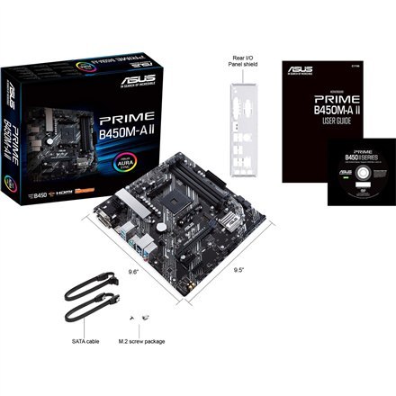 Asus | PRIME B450M-A II | Memory slots 4 | Number of SATA connectors 6 x SATA III | Chipset AMD B | Micro ATX | Processor family Asus | PRIME B450M-A II | Memory slots 4 | Number of SATA connectors 6 x SATA III | Chipset AMD B | Micro ATX | Processor family