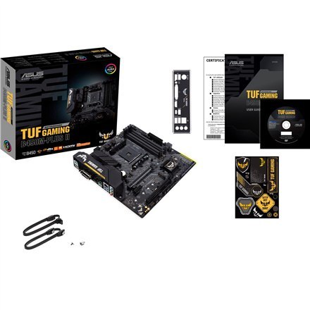 Asus | TUF GAMING B450M-PLUS II | Gniazda pamięci 4 | Liczba złączy SATA 6 x SATA III | Chipset AMD B | Micro ATX | Rodzina proc Asus | TUF GAMING B450M-PLUS II | Gniazda pamięci 4 | Liczba złączy SATA 6 x SATA III | Chipset AMD B | Micro ATX | Rodzina proc
