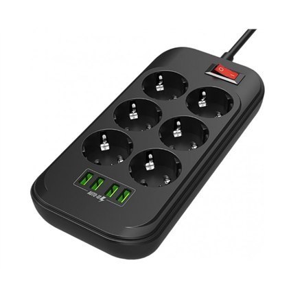 ColorWay CW-CHE64B Power Socket Colorway:6 plugs/4USB Black 2M ColorWay CW-CHE64B Power Socket Colorway:6 plugs/4USB Black 2M