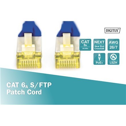 Digitus | CAT 6a | Kabel krosowy | Skrętka ekranowana (SFTP) | Męski | RJ-45 | Męski | RJ-45 | 1 m Digitus | CAT 6a | Kabel krosowy | Skrętka ekranowana (SFTP) | Męski | RJ-45 | Męski | RJ-45 | 1 m