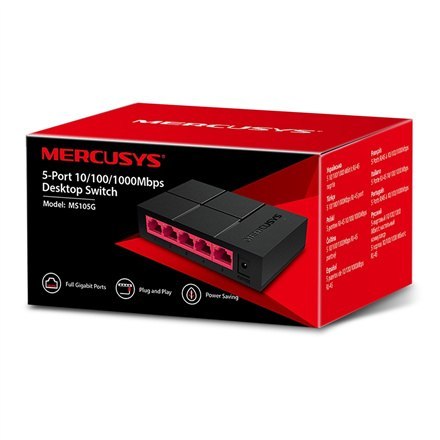Mercusys | Switch | MS105G | Niezarządzany | Desktop | Ilość portów 10/100 Mbps (RJ-45) | Ilość portów 1 Gbps (RJ-45) | Ilość po Mercusys | Switch | MS105G | Niezarządzany | Desktop | Ilość portów 10/100 Mbps (RJ-45) | Ilość portów 1 Gbps (RJ-45) | Ilość po
