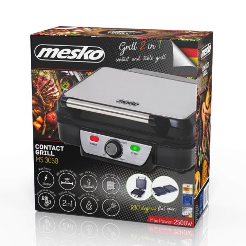 Mesko | MS 3050 | Grill | Grill kontaktowy | 1800 W | Czarny / Stal nierdzewna Mesko | MS 3050 | Grill | Grill kontaktowy | 1800 W | Czarny / Stal nierdzewna