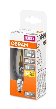 Osram | Osram Parathom Classic LED Filament 60 non-dim 6W/827 E14 żarówka | E14 | 6 W | Ciepła biel Osram | Osram Parathom Classic LED Filament 60 non-dim 6W/827 E14 żarówka | E14 | 6 W | Ciepła biel
