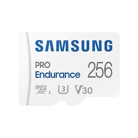 Samsung | PRO Endurance | MB-MJ256KA/EU | 256 GB | Karta pamięci microSD | Pamięć flash klasy U3, V30, Class 10 | Adapter SD Samsung | PRO Endurance | MB-MJ256KA/EU | 256 GB | Karta pamięci microSD | Pamięć flash klasy U3, V30, Class 10 | Adapter SD