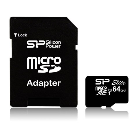 Silicon Power | Elite UHS-I | 64 GB | MicroSDXC | Pamięć flash klasy 10 | Adapter SD Silicon Power | Elite UHS-I | 64 GB | MicroSDXC | Pamięć flash klasy 10 | Adapter SD