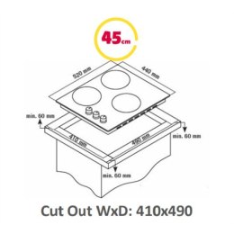 Simfer | H4.030.DECSP | Hob | Vitroceramic | Number of burners/cooking zones 3 | Touch | Black