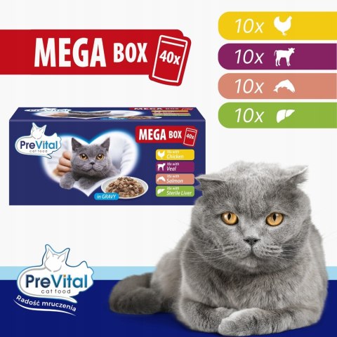 PREVITAL saszetki dla kota mix smaków box 40x100g PREVITAL saszetki dla kota mix smaków box 40x100g