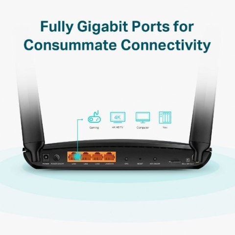 TP-LINK | Router 4G+ LTE | Archer MR600 | 802.11ac | 300+867 Mbit/s | 10/100/1000 Mbit/s | Porty Ethernet LAN (RJ-45) 3 | Obsług TP-LINK | Router 4G+ LTE | Archer MR600 | 802.11ac | 300+867 Mbit/s | 10/100/1000 Mbit/s | Porty Ethernet LAN (RJ-45) 3 | Obsług